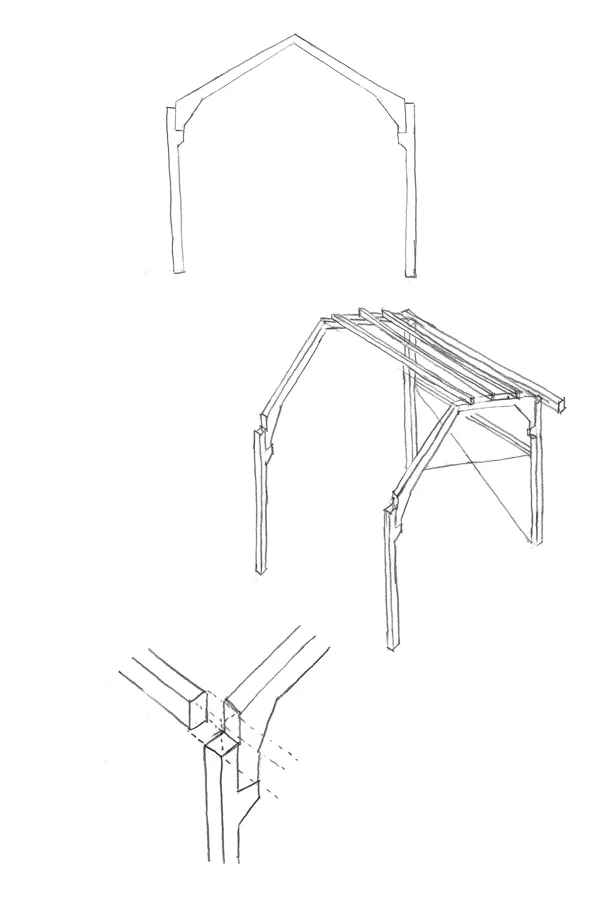 sketches of pre-cast concrete frame