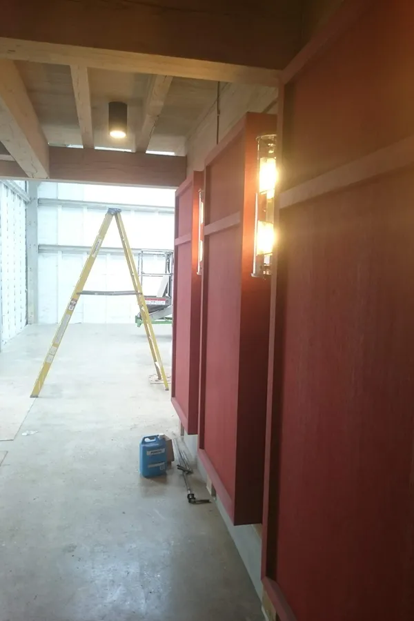 changing room lockers seen from the back