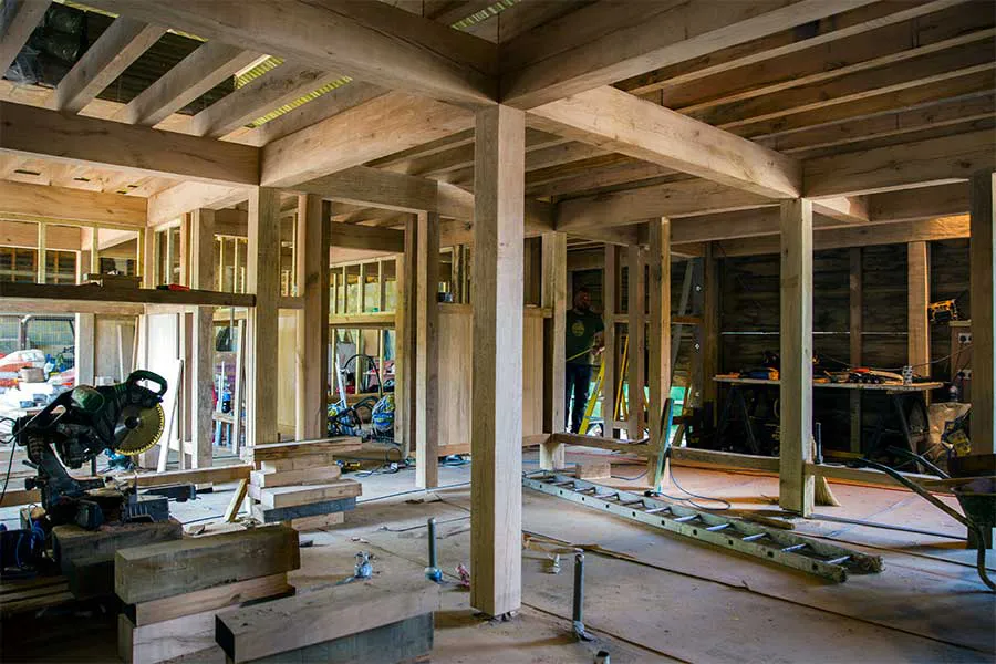 timber structure under construction
