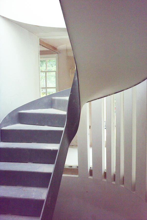 floating helical concrete staircase