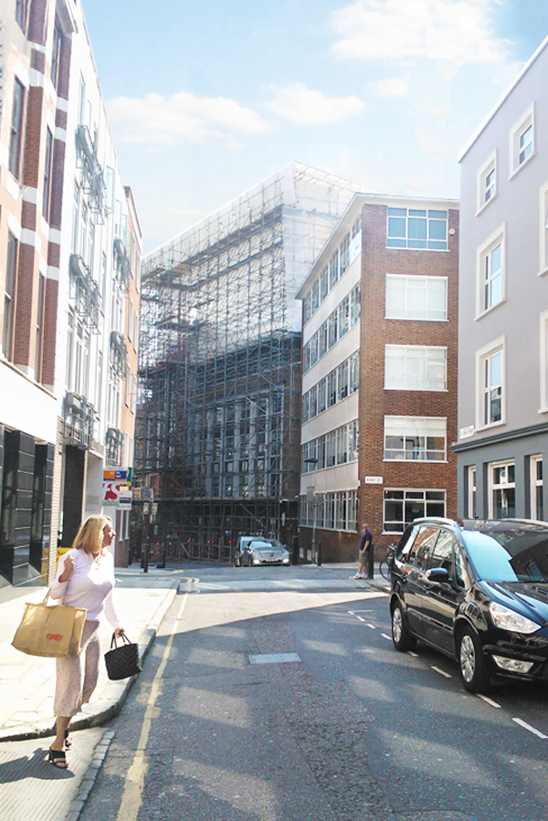 site scaffolding on St Cross Street