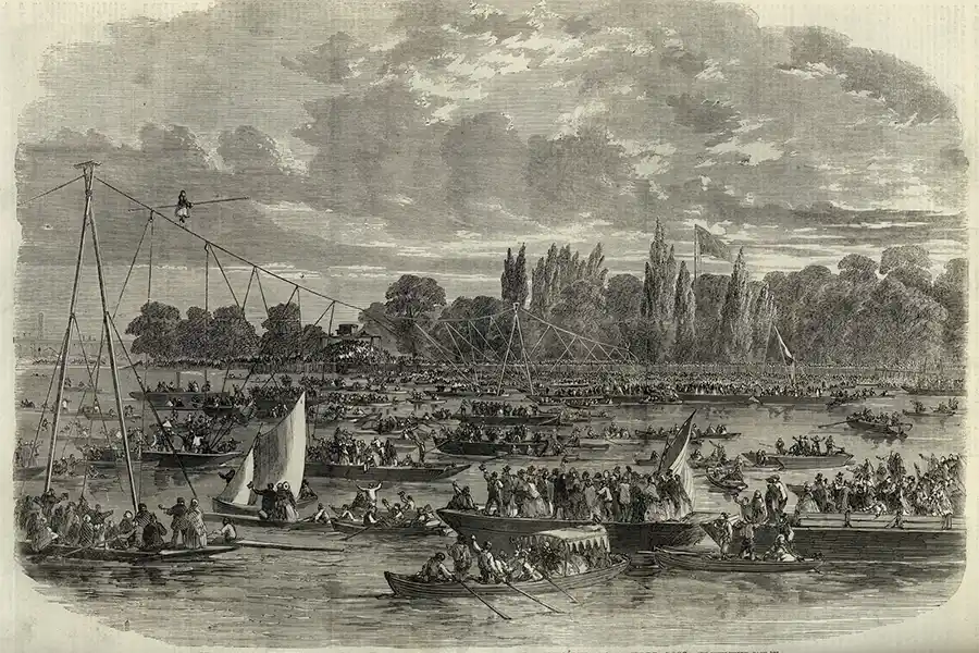 The Female Blondin Crossing The Thames From Battersea To Cremorne On A Tightrope 1861