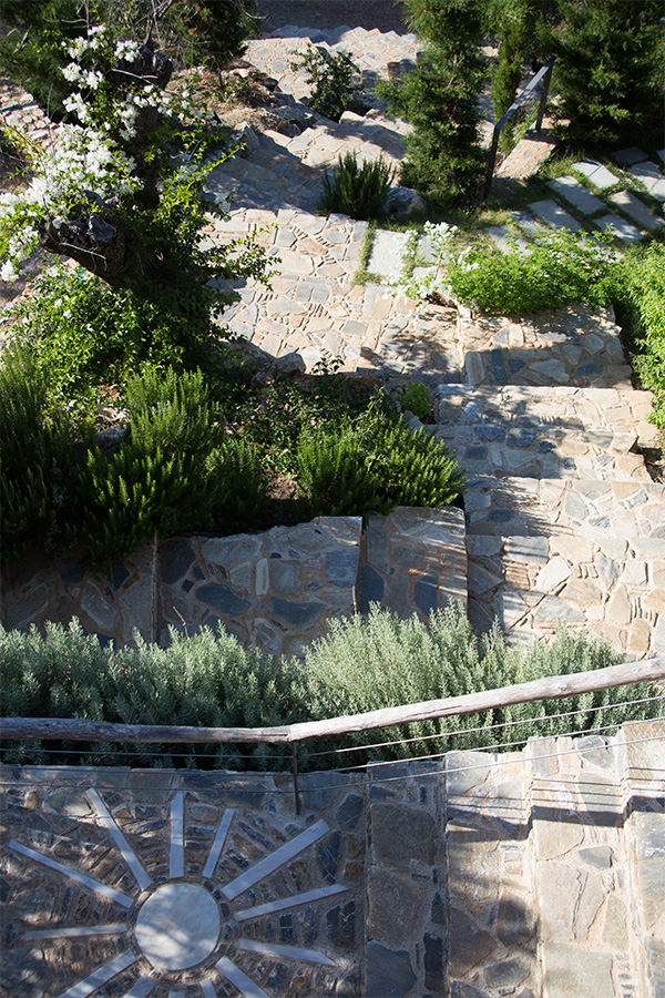 the stone path and detailing viewed from above