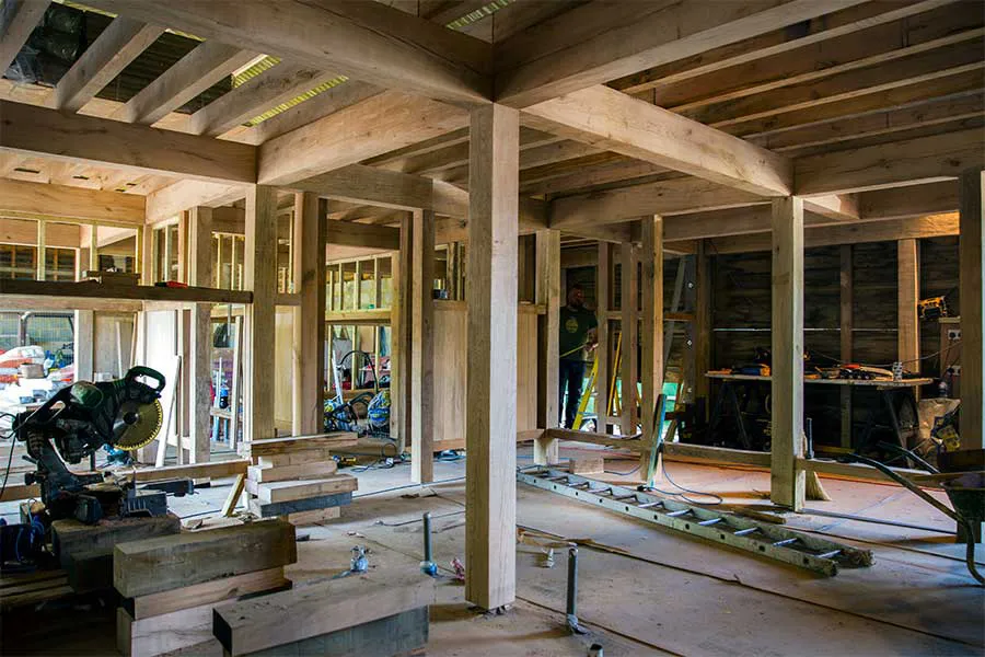 Timber structure under construction