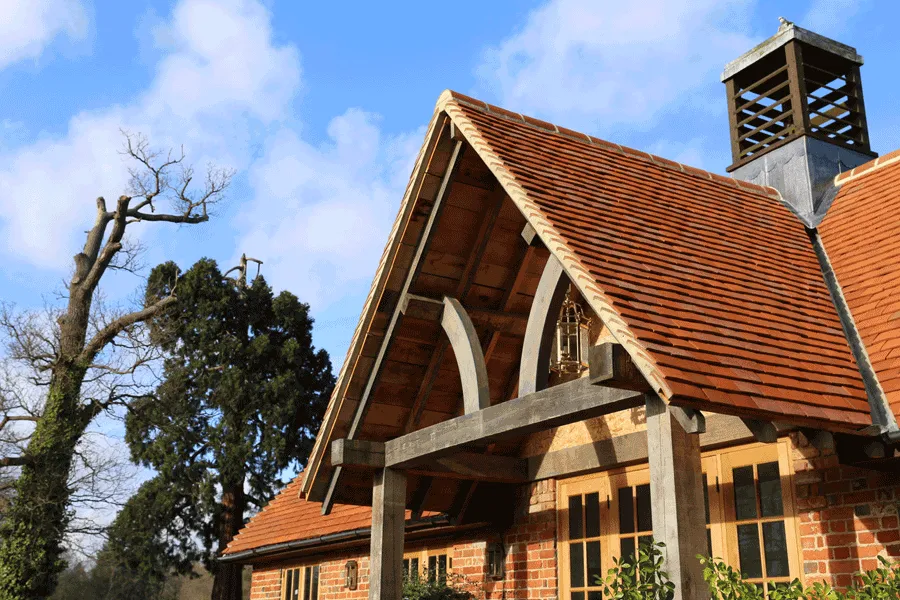 New oak porch on Cottage