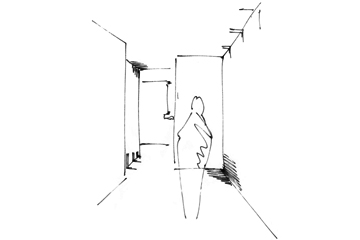 Concept sketch for apartment 2, pont street