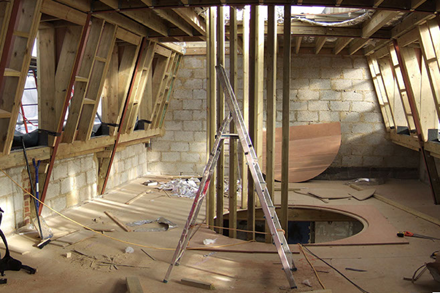 Installing wall around the stairs