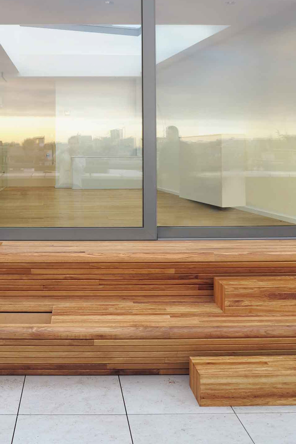 Landscape reflected in glazing