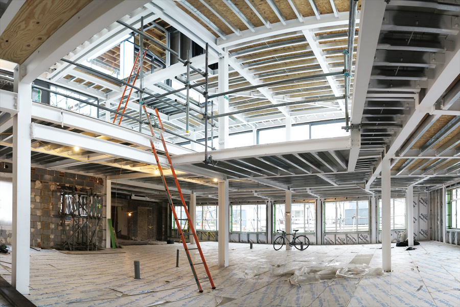 Double-height entrance hall under construction
