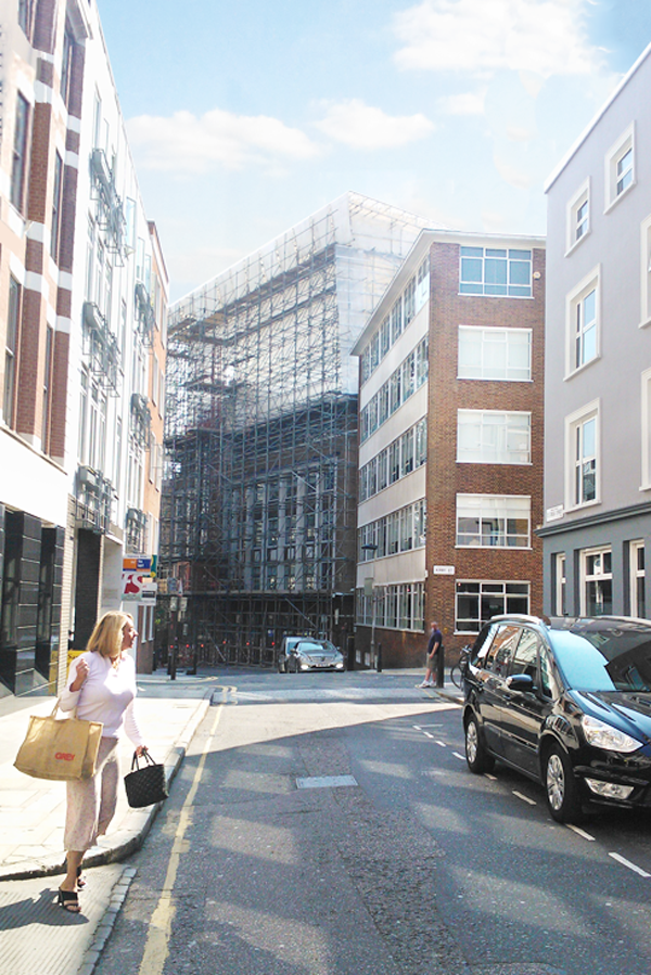 Site scaffolding on St Cross Street