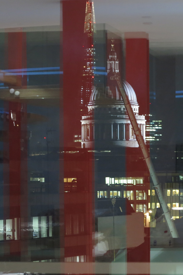 St Paul's Cathedral at night merged with reflections of the interior space