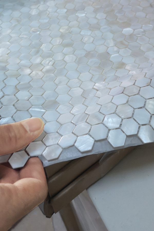 Mother of pearl hexagonal mosaic