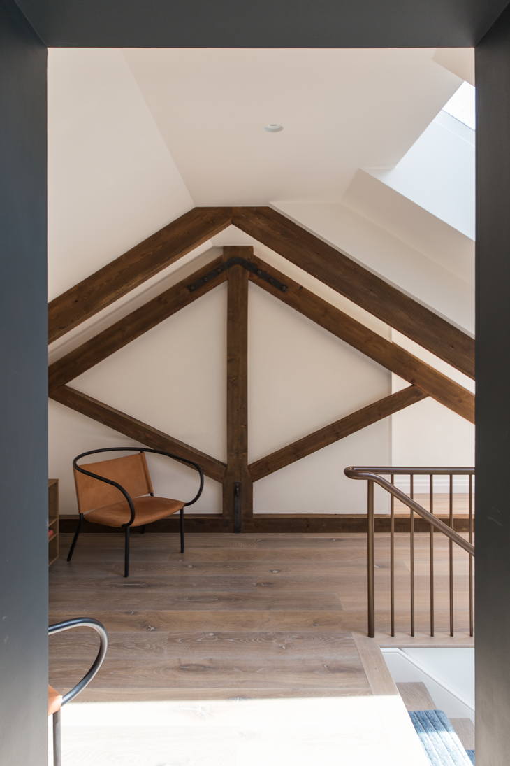 Timber A frame to roof, with king post