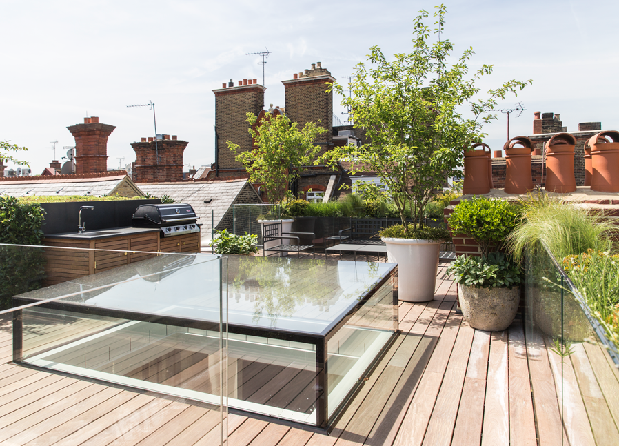 Lantern rooflight on roof terrace