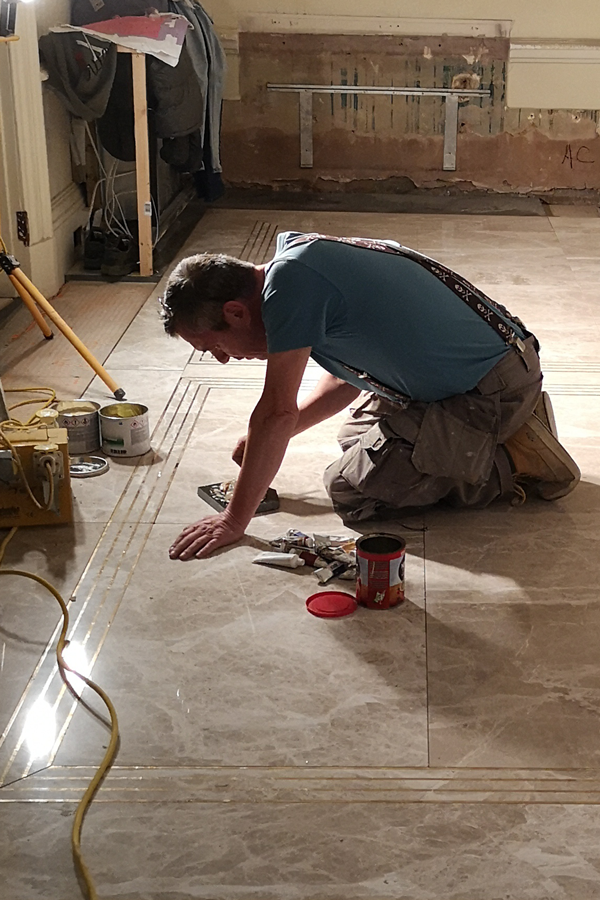 Marble floor being laid