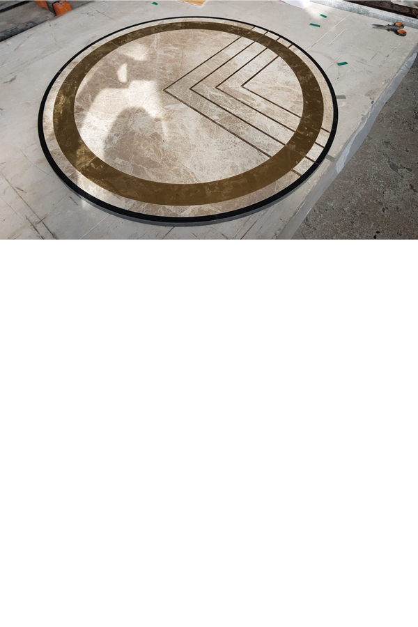Round marble detail under construction