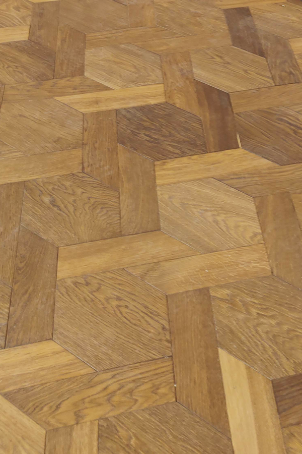 Parquet flooring under restoration