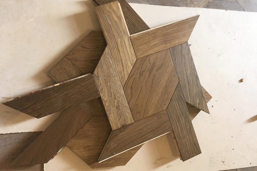 Detail of restored parquet flooring