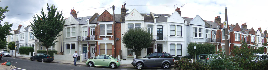 Typical London terraced street