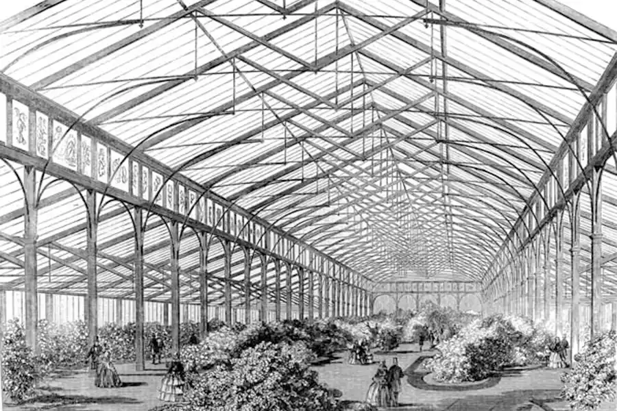 View inside the Ashburnham Pavilion at Cremorne Gardens 1858