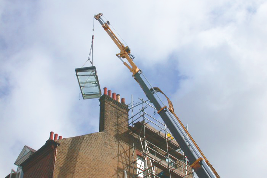 Skylight on crane to roof