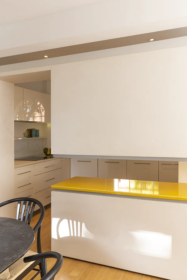 New kitchen partition with counter slot