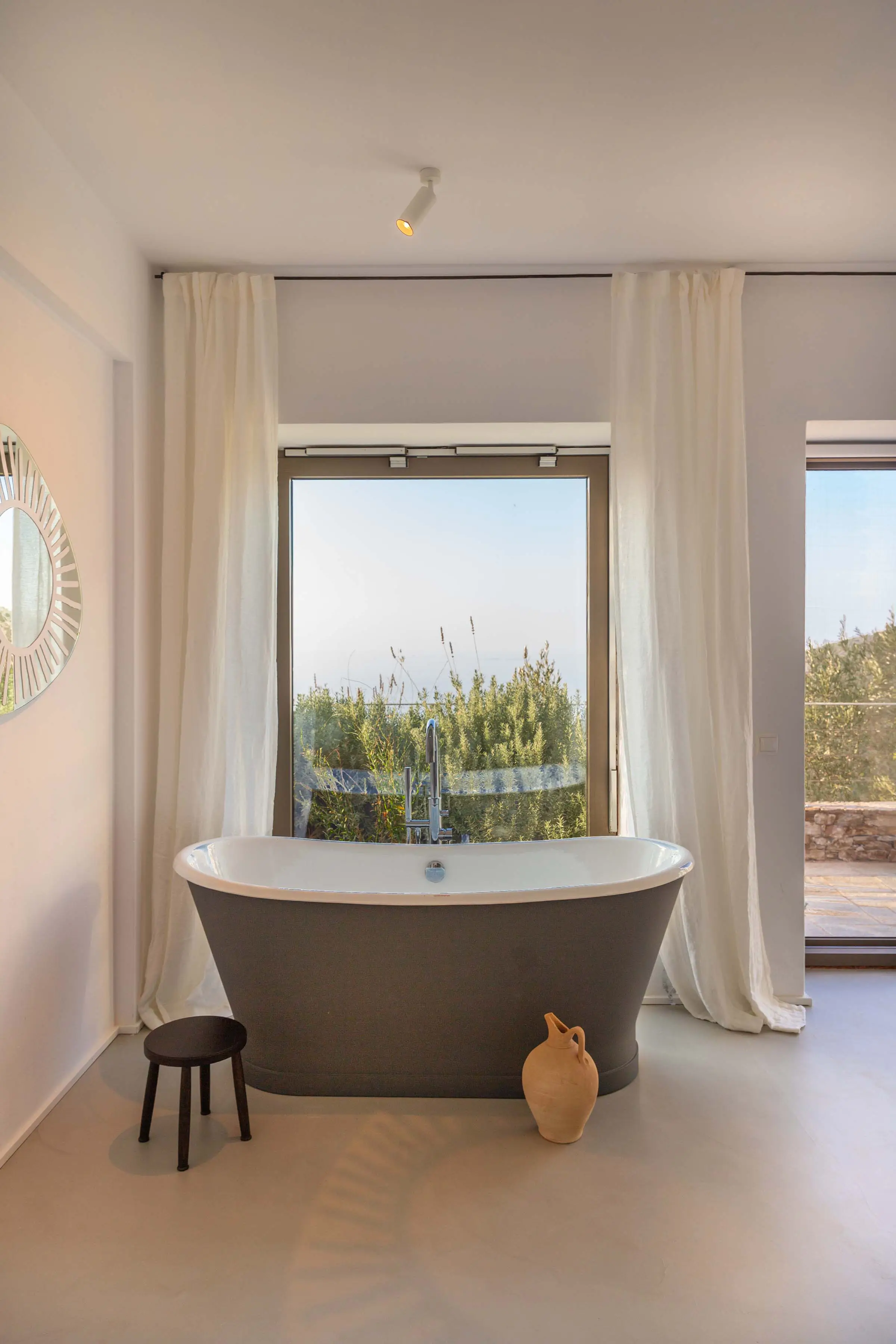 Cast iron bath in the master bathroom