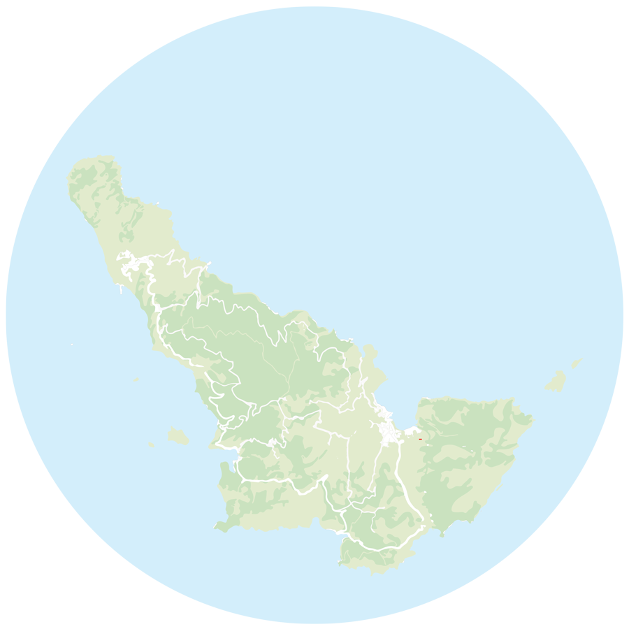 Diagram of the location of the house on the island