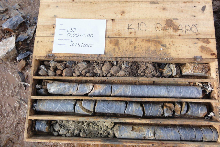 Rock core samples from drilling