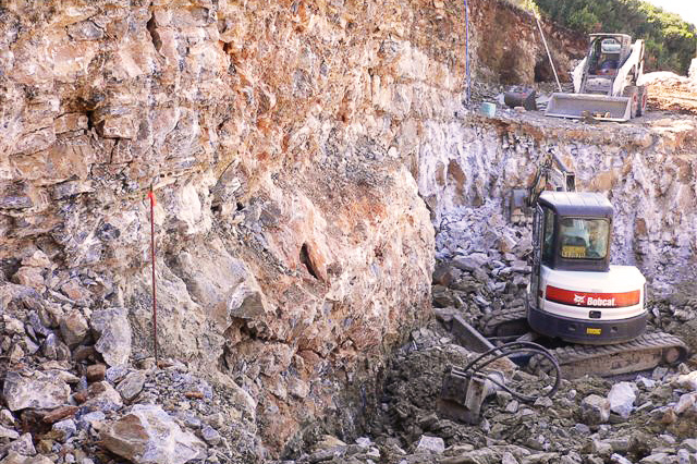 Deep excavation into the rock for basement water tanks