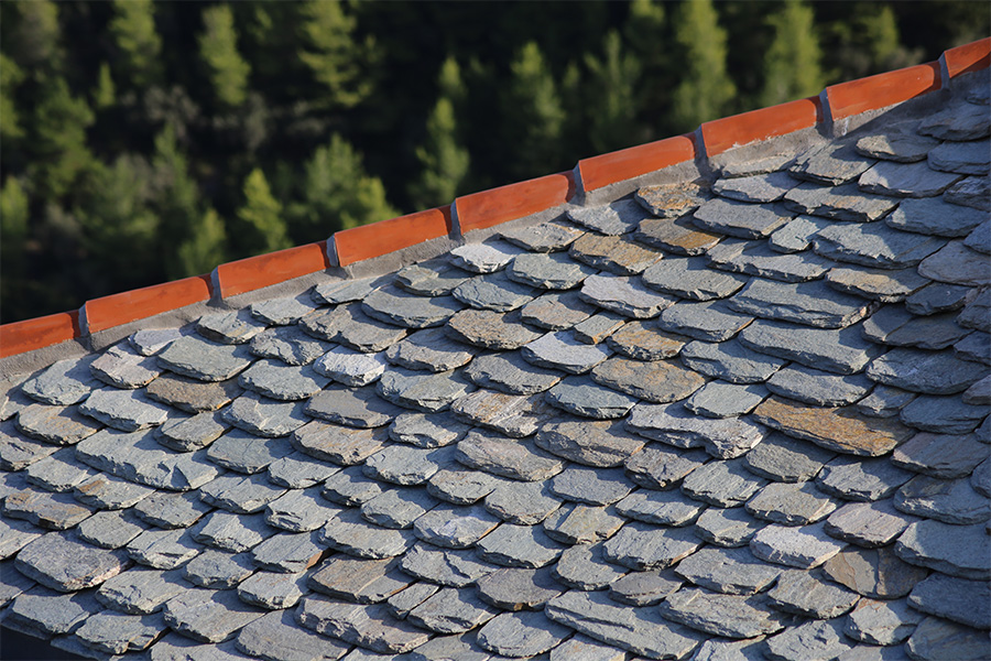Detail of handcut slate roof