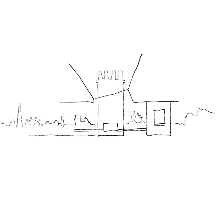 Concept sketch for stadium street 1