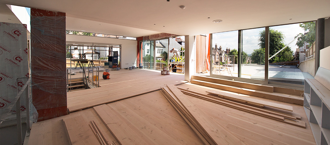 Panoramic view of the site under construction