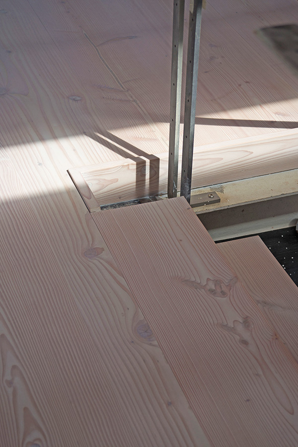 Glulam timber structure under construction