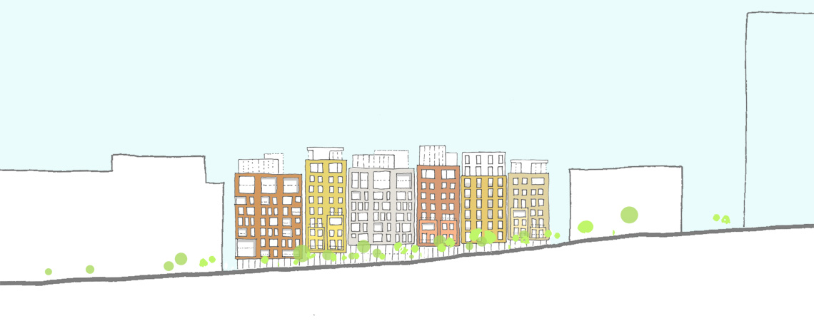 Concept sketch of the new street elevation