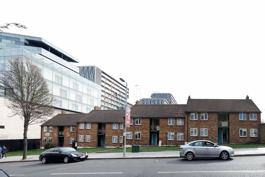Existing low-rise housing on the site