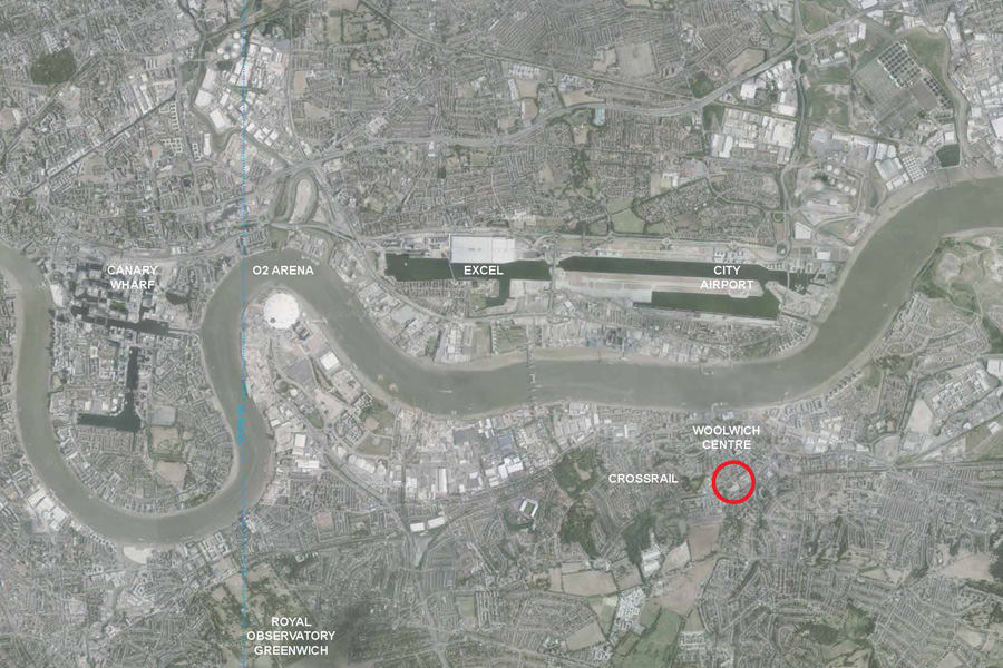 Satellite view of the site and surrounding area